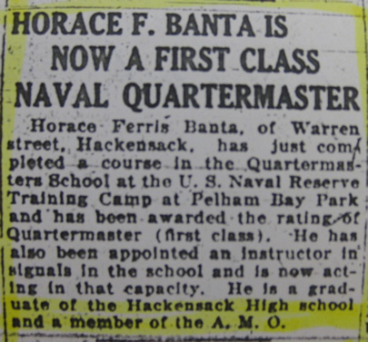 Horace F. Banta April 13, 1918 The Evening Record